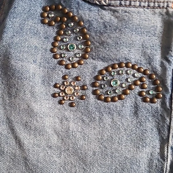 Free People Light Blue Embellished Wide Leg Jeans - Picture 5 of 6